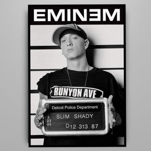 EMINEM MUG SHOT  Canvas Framed Wall Decor